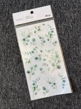 Peel and Stick Stickers Green/ White Eucalyptus Leaf Floral decorations invites